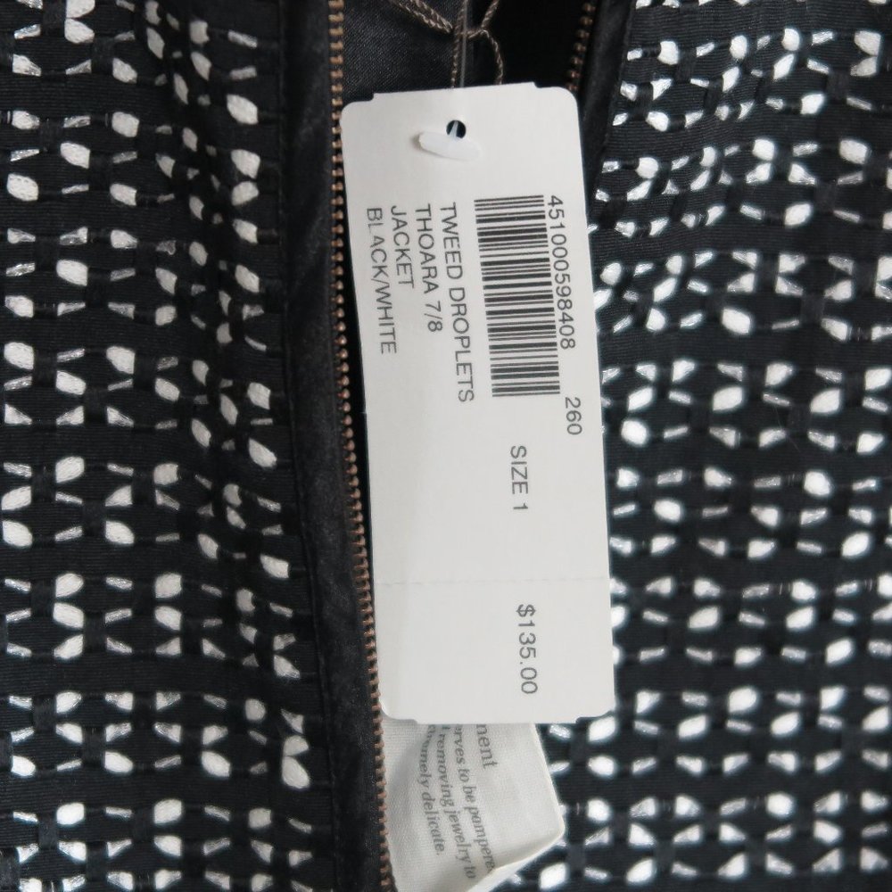 NWT Chico's Black/White Tweed Droplets "Thoara" Zip Jacket Size 1 (S/M) - Picture 5 of 8